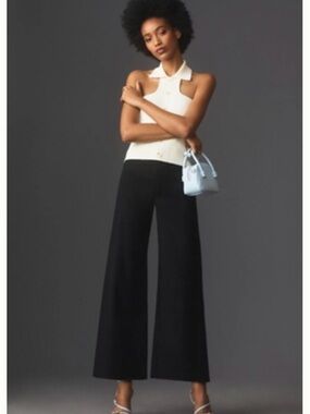 Anthropologie The Ettie High-Rise Crop Wide-Leg Pants by Maeve